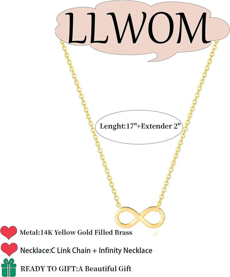 LLWOM Gold Necklace for Women-14k Gold Plated Infinity Necklace Star Of David Necklace Evil Eye Cross Pendants Heart Dainty Gold Necklace For Women - Image 5